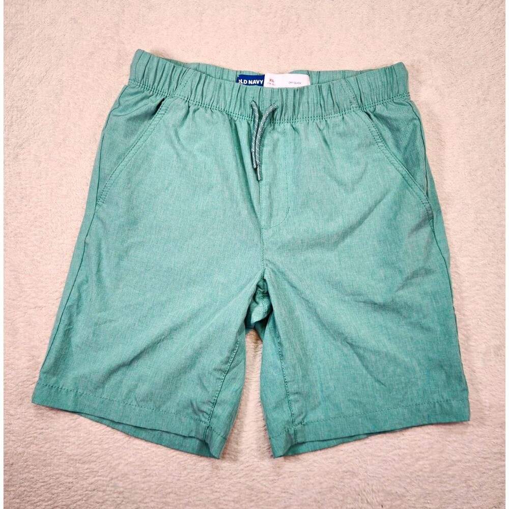 Old Navy StretchTech Boys Dock Shorts Size XL Green Quick Dry Pockets Drawstring